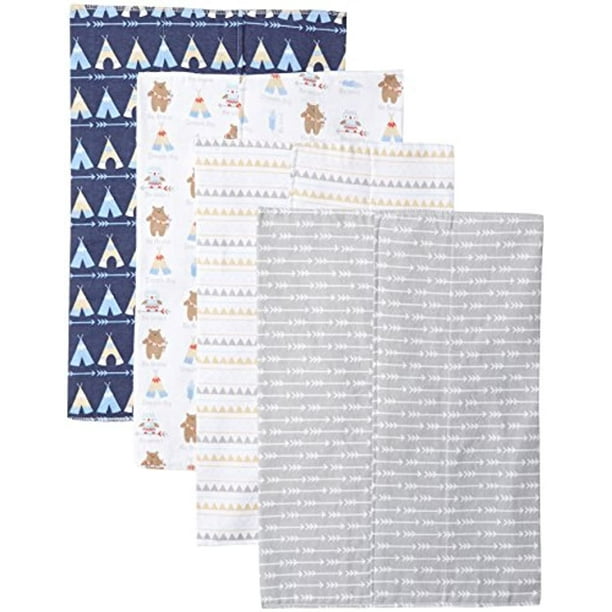 Luvable Friends Boy Flannel Burp Cloth 4-Pack Tribe
